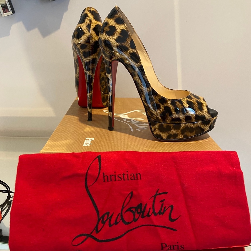 Christian Louboutin Lady Peep 150 Patent Leopard